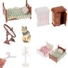 1:12 Dollhouse Miniature Bedroom Wardrobe Cabinet Single Bed Mirror Clothes Shelf Coat Hanger Model Furniture Accessories Toys