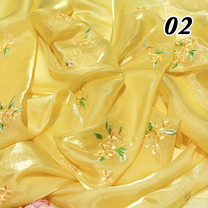100x150cm Ancient Style Embroidery Fabric Chinese Style Tulle Fabric For DIY Hanfu Cheongsam Wedding Dress Stage Costume Decor