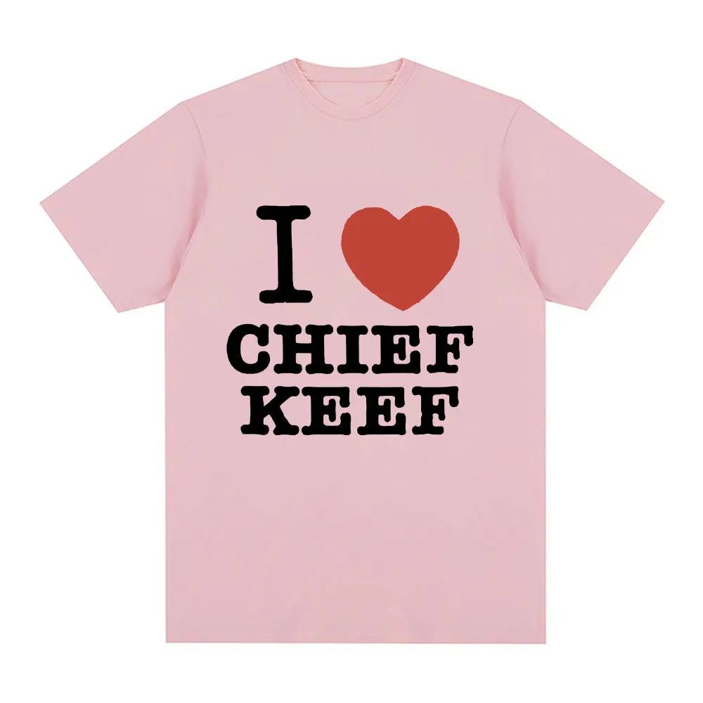 Camiseta I Love Chief Keef, pantalón corto informal a la moda para hombre, camiseta Vintage gótica de gran tamaño, camisetas de algodón, ropa informal estilo Hip Hop