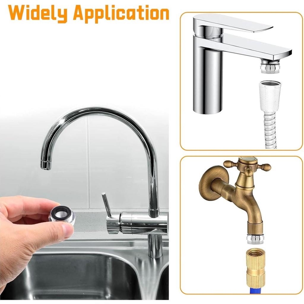 7pcs Metal Faucet Adapter Kit with Gaskets, Kitchen/Male Tap Connector Set for Garden Sprayers/Filters, Hose Diverter Accessories for Sink Water