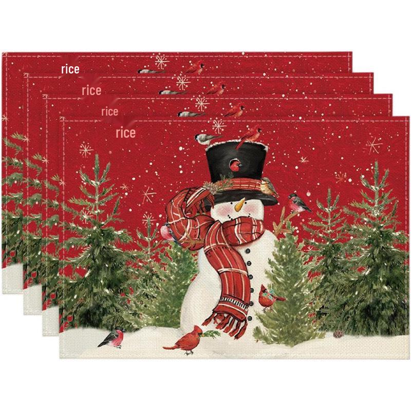 Cross-Border Bestseller Christmas Linen Placemat - Festive Letters & Colors for Restaurant Decoration