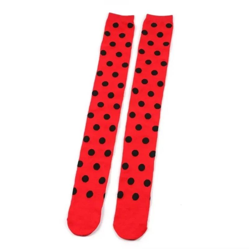 Long Socks Womens Over Above Knee Striped Thigh High Stockings Polka Dot Ladies Black White Pink Cosplay Lolita Harajuku Y2k