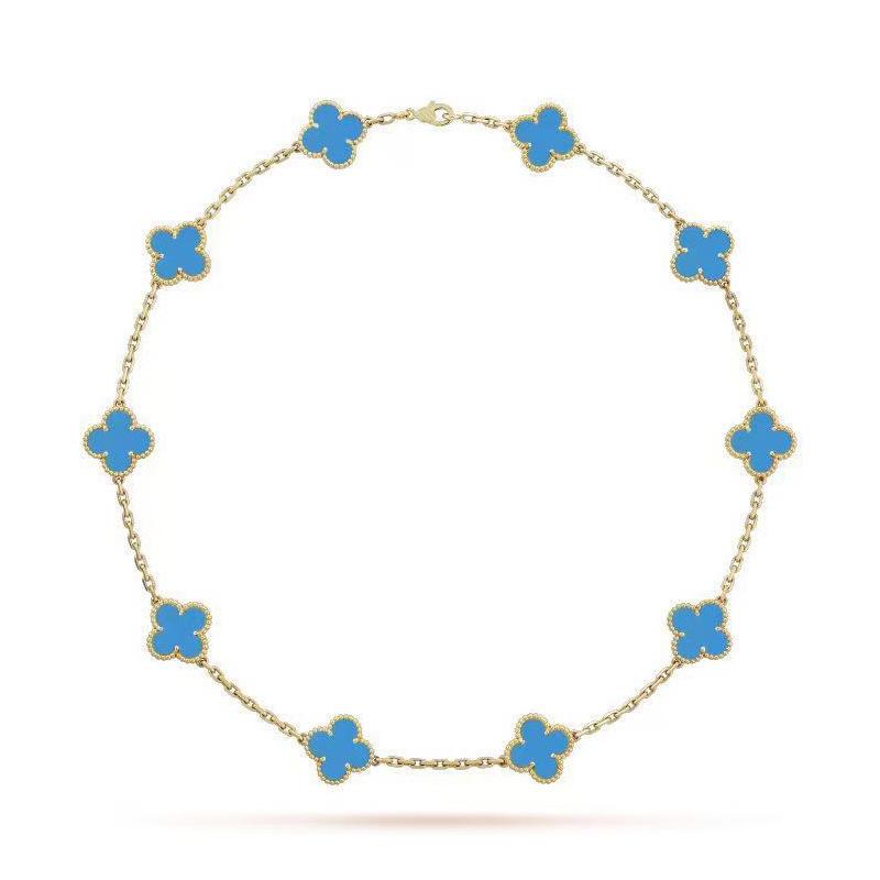 15MM High Version Ten Flower Four-leaf Clover Necklace 18k Double-sided Mother-of-pearl Four-leaf Clover Sweater Chain