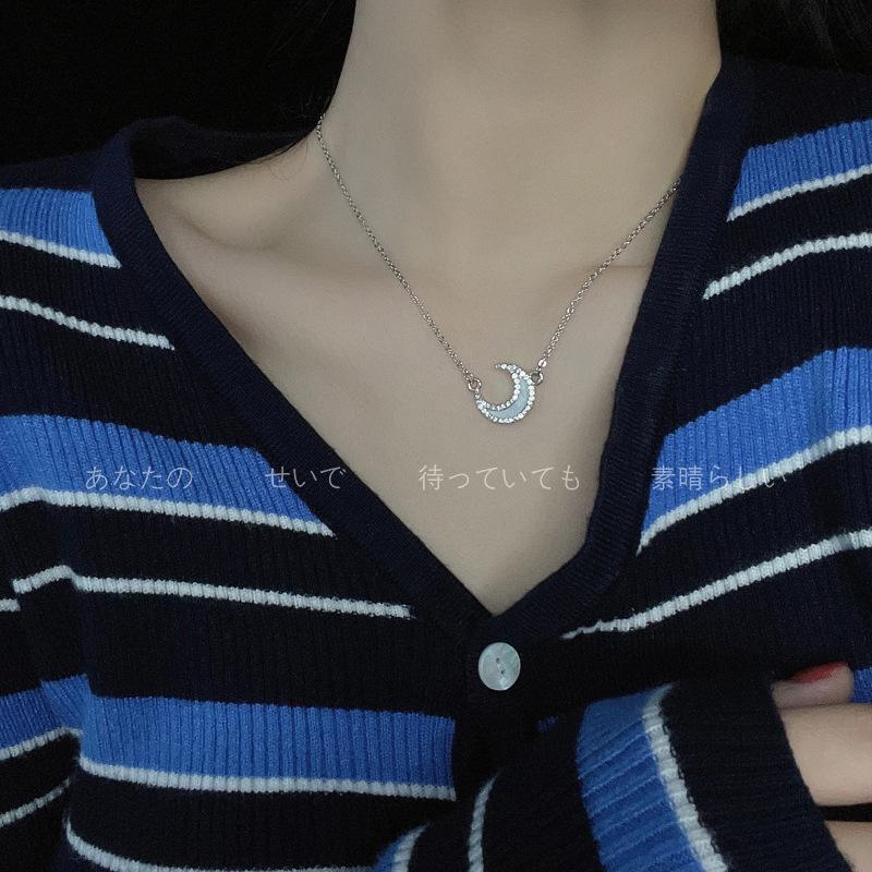 Korean Trend Gentle Temperament Zircon Water Drop Necklace, Cold Wind Simple Super Fairy Girlfriend Collarbone Chain Woman