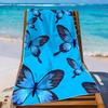 1Pc Microfiber Beach Towel Waterproof Sandproof 2D Flat Printed Blue Butterfly Summer Vacation Pool Lounge Chair Blanket Travel