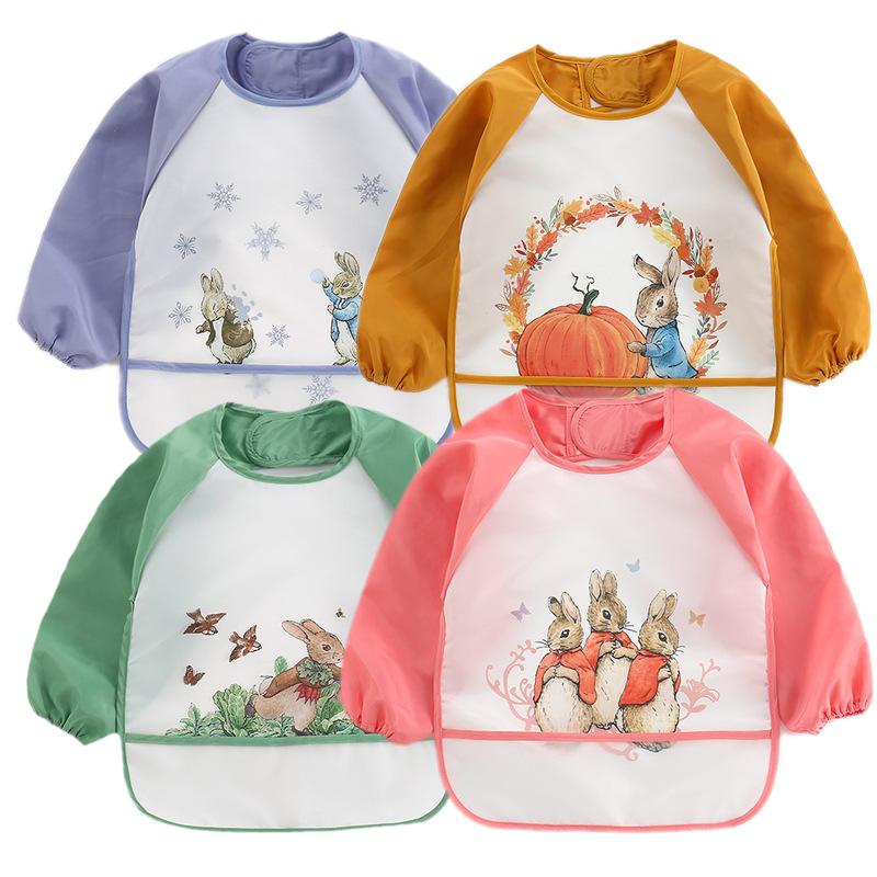 Cute Baby Bibs Toddler Baberos Bavoir Waterproof Long Sleeve Apron Cartoon Animals Children Feeding Smock Bib Baby Stuff 0-3Y