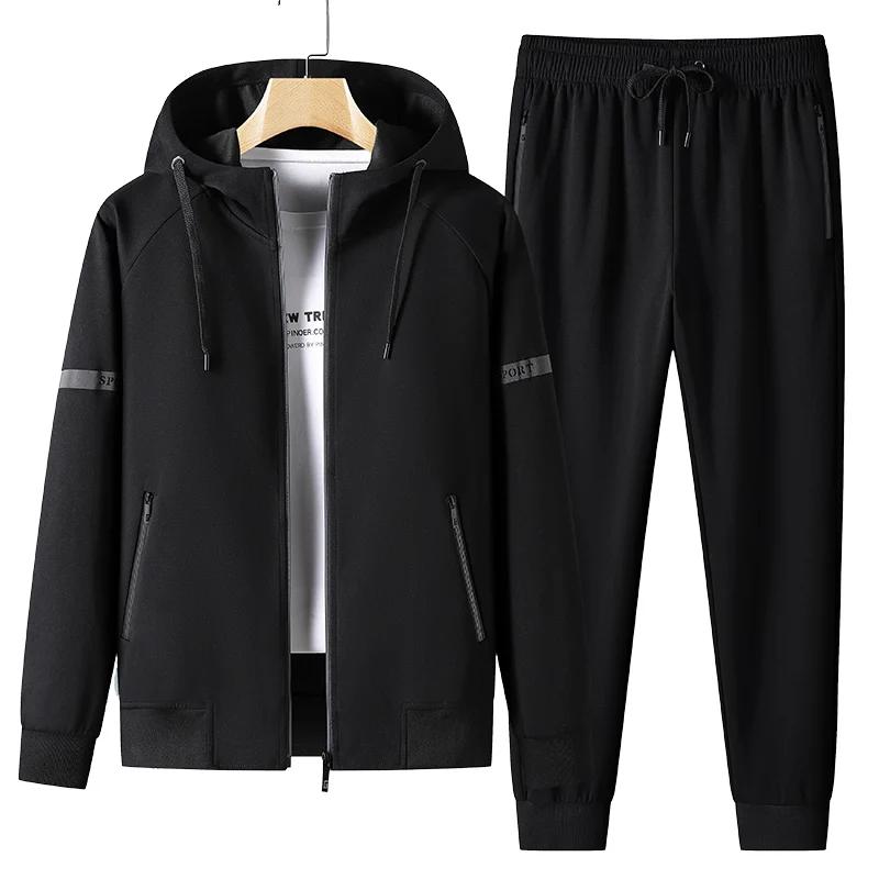 

Male Workout Sports Outfit Autumn Spring Men Running Sports Tracksuits Sets Hoodies Zipper Outwear Sportwear+Sweatpants Sets 8XL