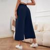 2025 Europejskie i Amerykańskie Spodnie Damskie z Wysokim Stanem, Marszczone, w Jednolitym Kolorze, Casualowe, z Szerokimi Nogawkami