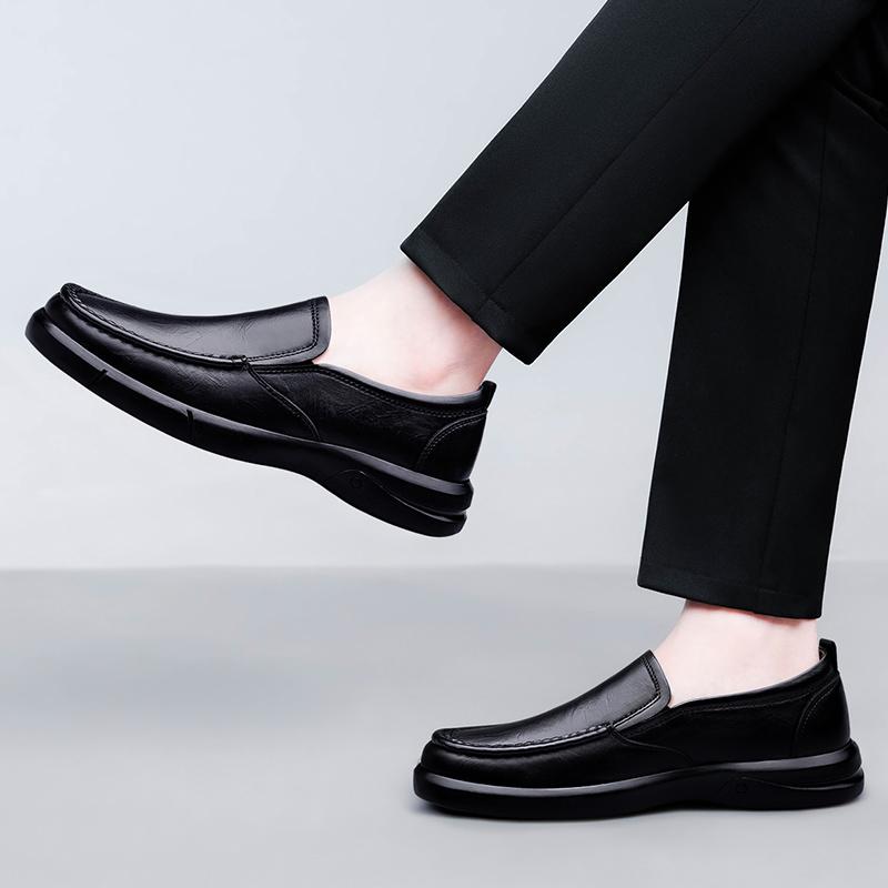 Men Genuine Leather Business Slip On Shoes Office Walking Commuting Travel Smart Casual Comfortable Footwear Sizes 38-46