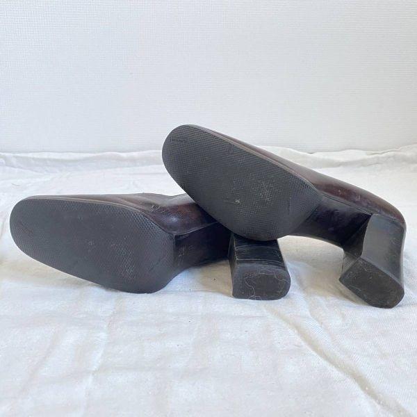 Italy Gucci Pumps 6.5B 23-23.5 Brown High Heel Shoes Women(USED)