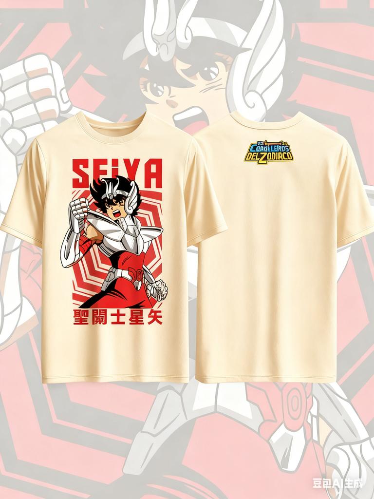Saint Seiya Anime Printed Cotton Tshirt for Men and Women Harajuku Street Fashion Oversized Anime Peripheral Clothing Tshirt