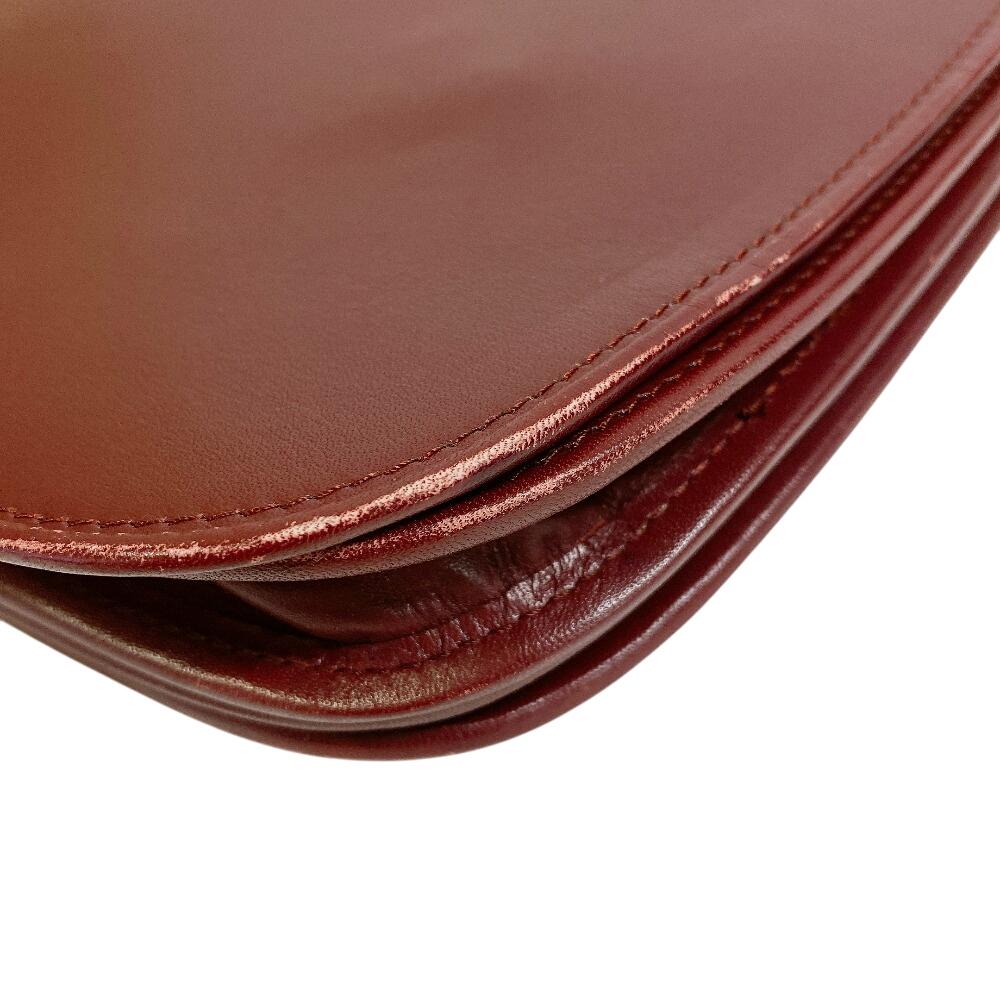 CARTIER flap Must Line leather Shoulder Bag Bordeaux leather Women Used