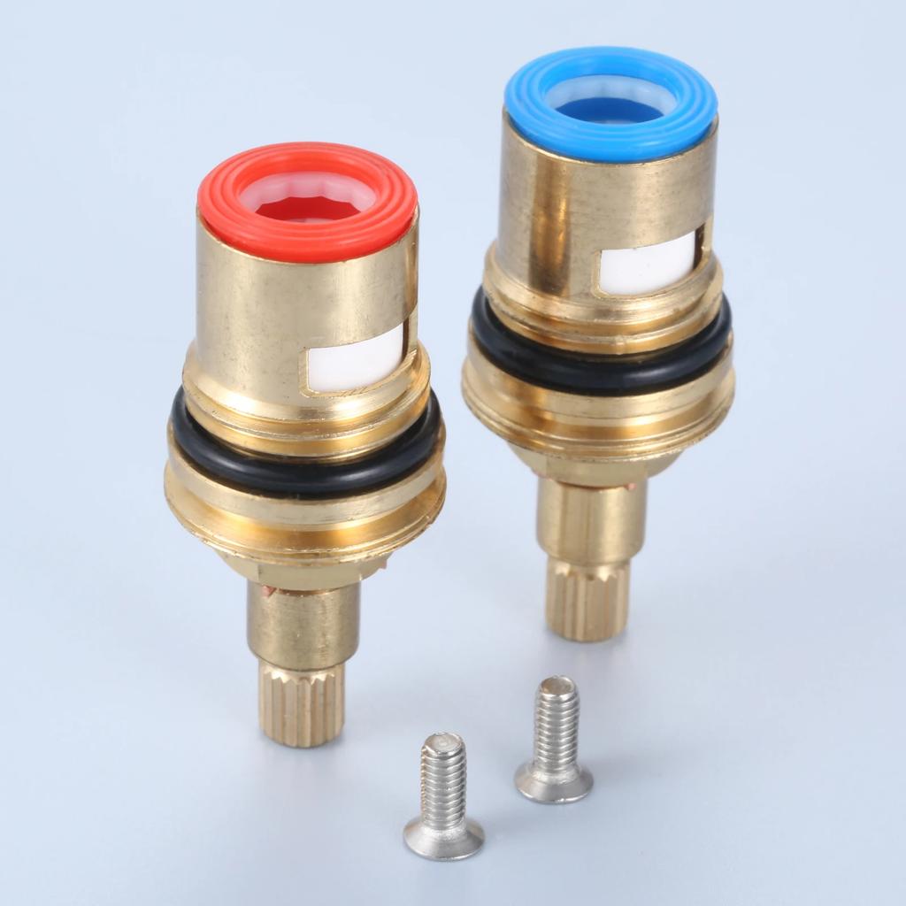 2 Sets Replacement Tap Handle Valve Core 43mm/53mm Manual Switch Faucet Cartridge Disc w/screw Brass Bathroom Faucet Accessory