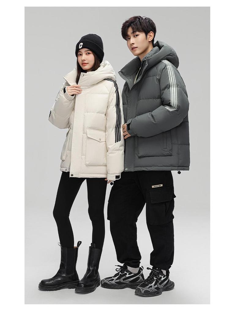 Unisex Hooded Workwear Down Jacket - Thick, Winter-Ready, 90% White Duck Down