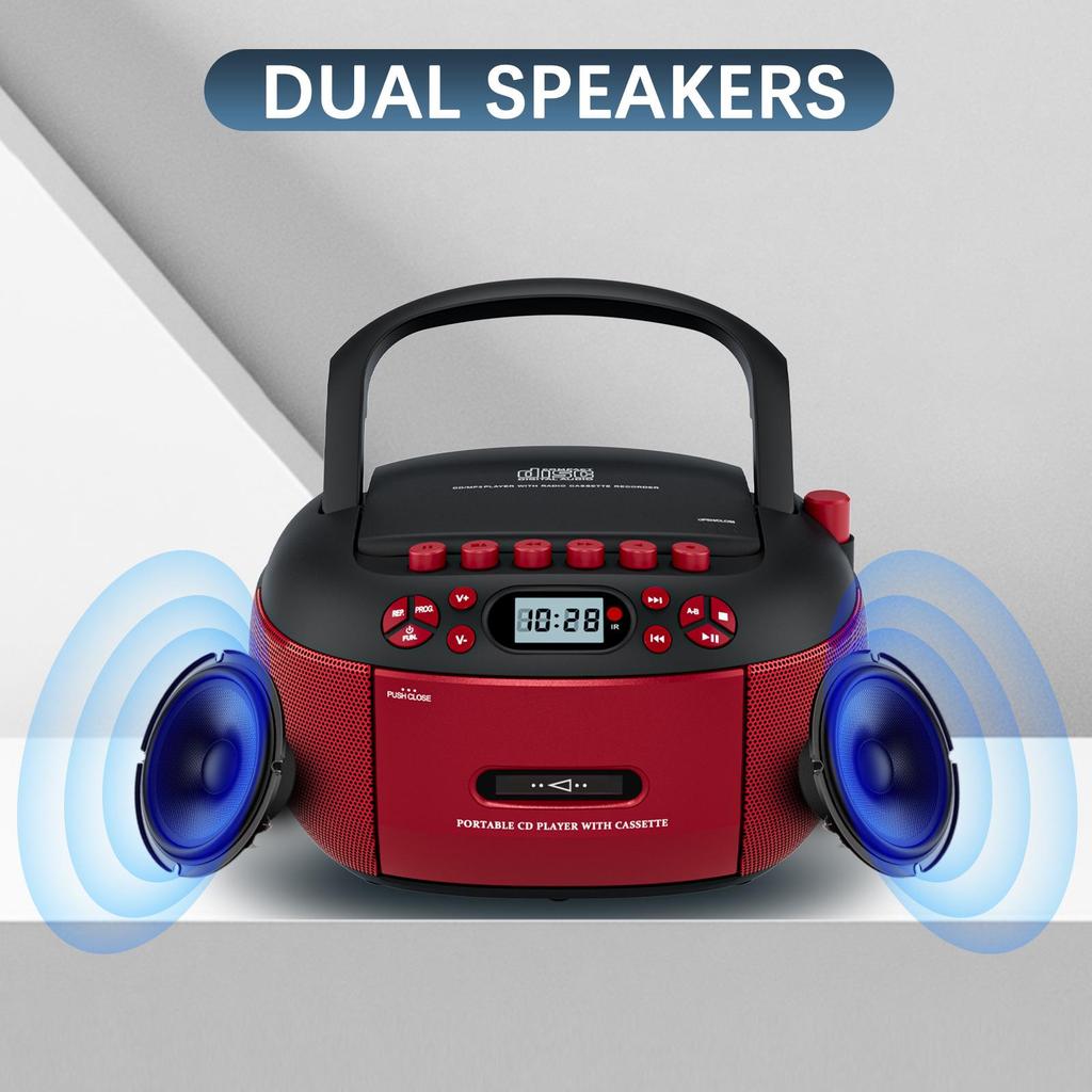 Lecteur CD et Cassette Bluetooth Portable avec Radio
