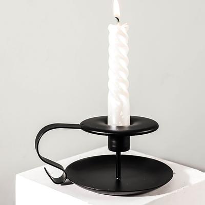 2pcs Black Iron Candlestick Holder 5.1x2.36in Taper Candle Holders  For Dinning Table