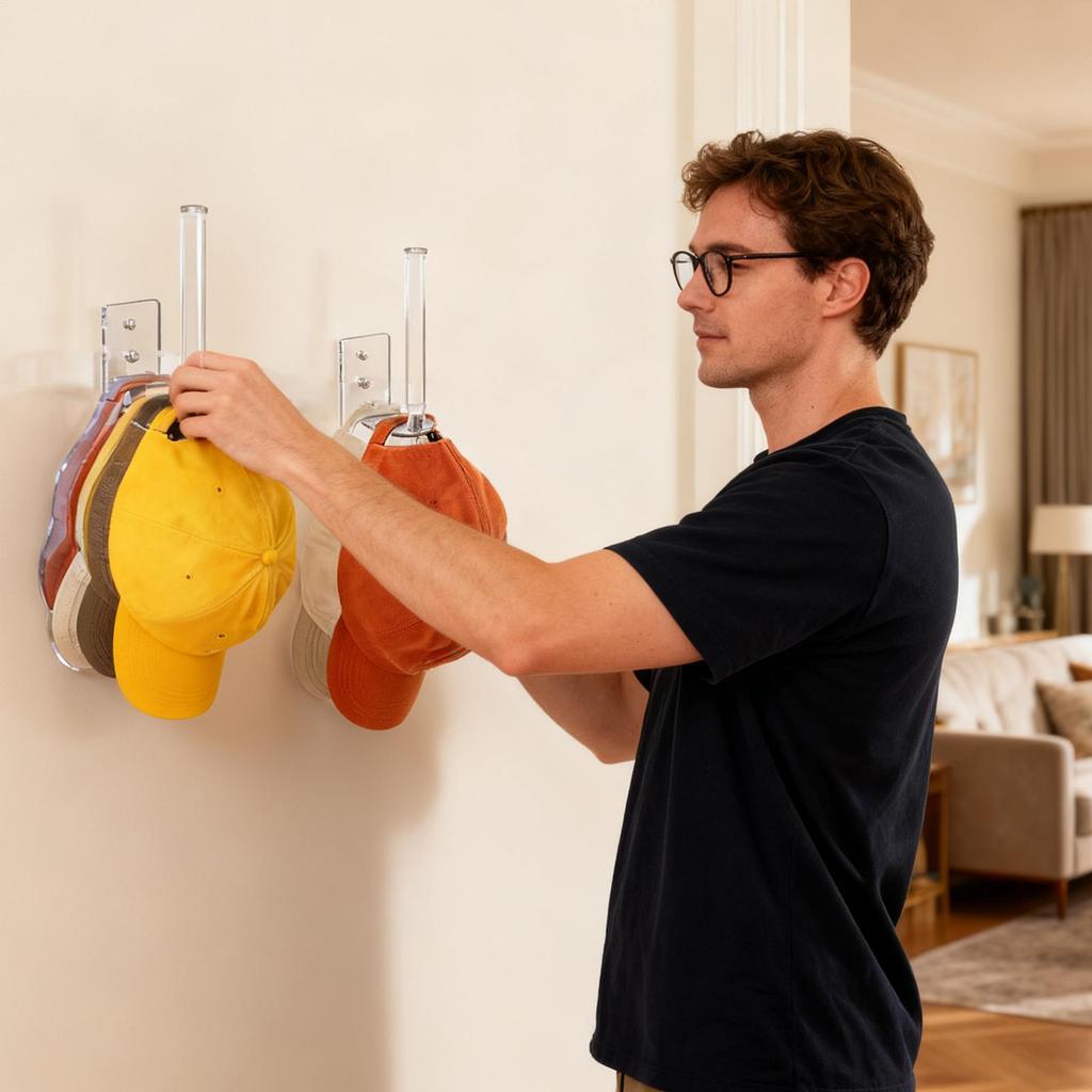 Organizér na klobouky Akrylový Věšák na Uskladnění a Vystavení Kšiltovek Organizér na Klobouky na Kšiltovky Na Dveře Skříň Šatník Vnitřní Domov