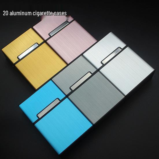 Korean Style Aluminum Alloy Cigarette Case, Holds 20 Regular or Slim Sticks, Magnetic Flip-Top, Unisex Design