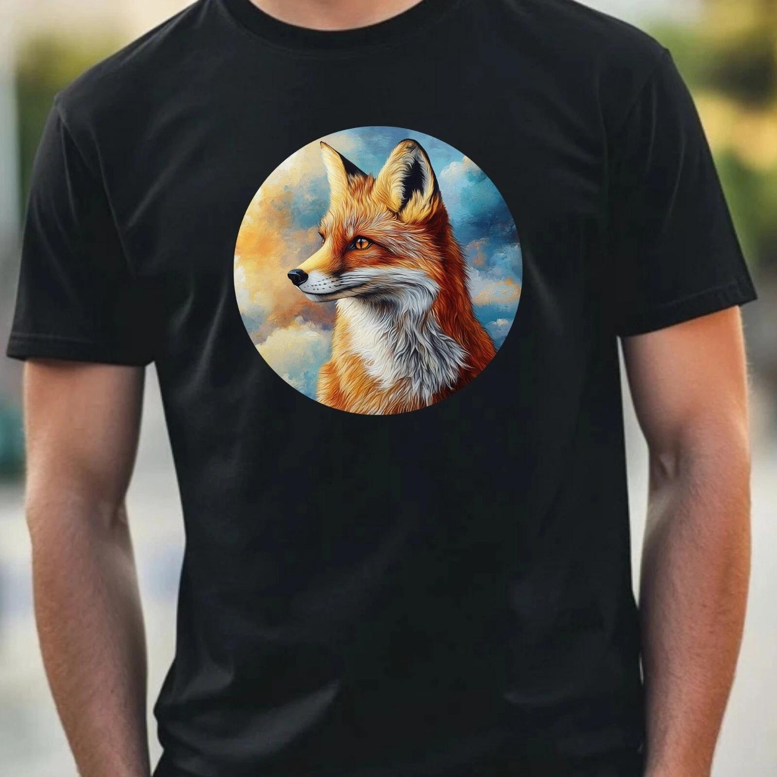 T-Shirt Herren Fuchs Portrait Motiv Baumwolle Größe XS bis 5XL M