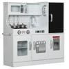 Pretend Play Kitchen, Kids Kitchen Playset, with Toy Phone, Chalkboard, Microwave, Cooking Stove, Sink, White