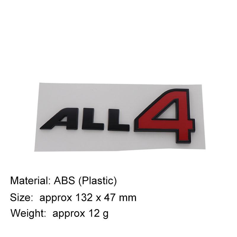 3D Premium ABS ALL4 Letters Sticker Tail Bumper Badge Auto Rear Trunk Emblem Accessories Exterior Decoration