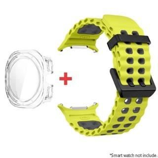 Glass+Case+Band For Samsung Galaxy Watch Ultra Strap 47mm Sport silicone Bracelet for Galaxy Watch Ultra 7 47 Strap Accessories