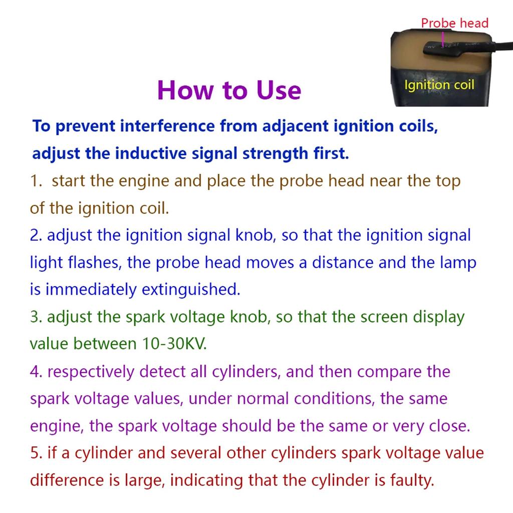Engine Tester T100, Professional Auto Ignition Signal Diagnostic Instrument for Engine Coils Signal Troubleshooting