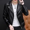Men's Korean Version Motorcycle Slim Fitting Leather Jacket Men's Plush Leather Jacket British Fashion Leather Jacket Men