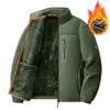 Men's Autumn Outdoor Fleece-Lined Thickened Jacket Solid Color Stand Collar Casual Plus Size Jacket