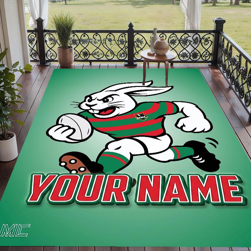 Custom Text Printed Rug South Sydney Rabbitohs Non Slip Floor Carpet For Home Room Decor
