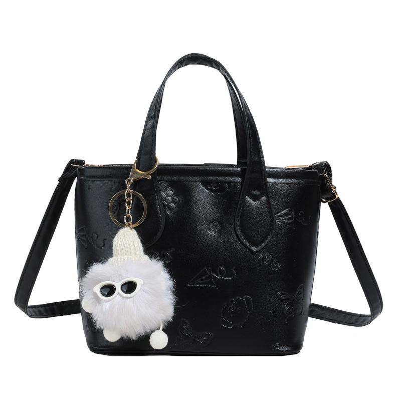 

Wholesale fashion shoulder bag women s summer new printed bucket bag casual versatile diagonal span handbag single pack + white elf charm чорний