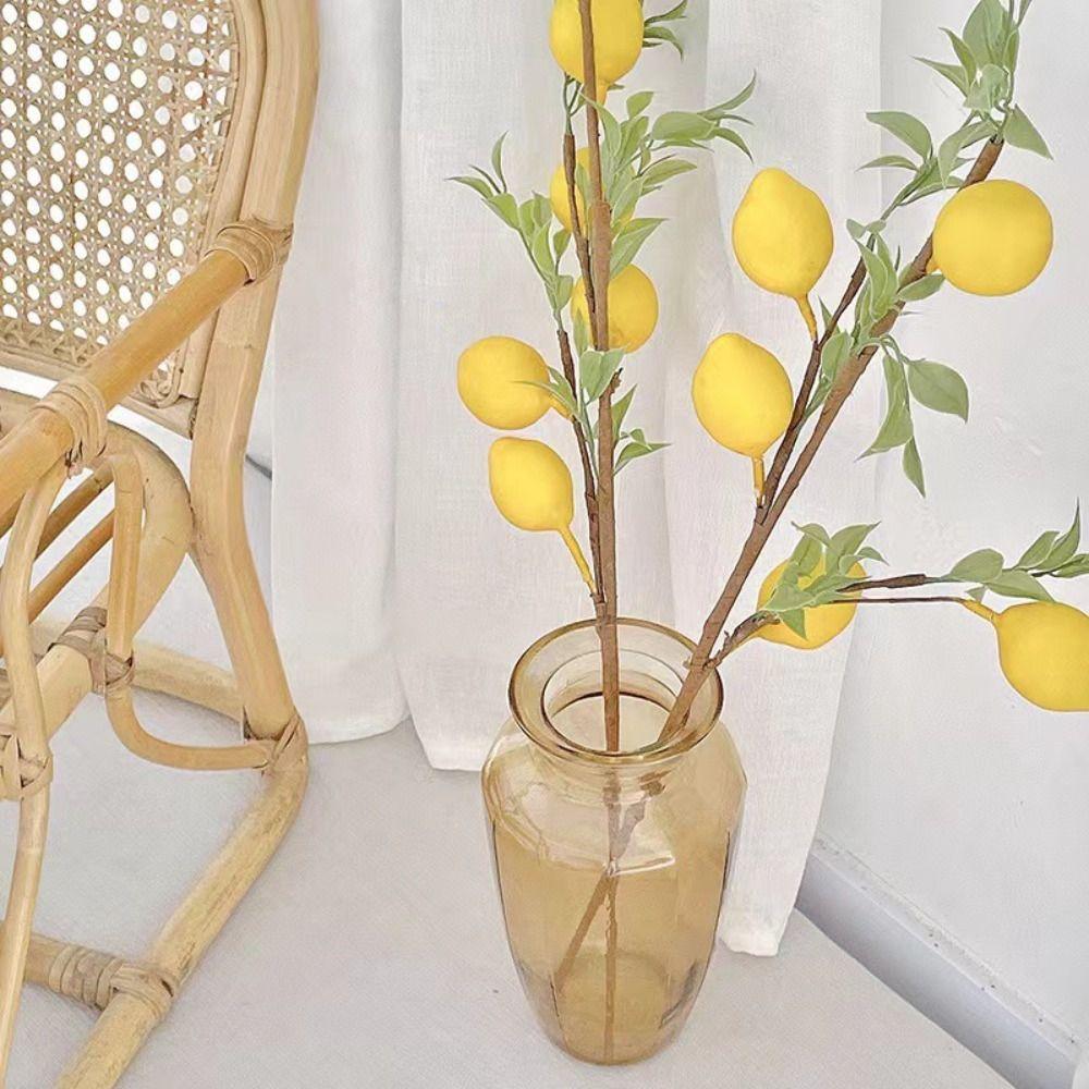 Plastic Artificial Lemon Branch DIY Fake Plants Simulation Lemon Fruit Tree Party Wedding Decor