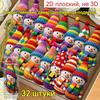 Christmas tree pendants Snowmen wooden 2D, set 8 pcs, New Year decor