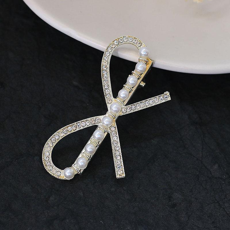 Listed Bow Imitation Pearl Hairpin Female, Broken Hair Edge Clip One Word Hairpin Bangs Side Temperament Hair Accessories