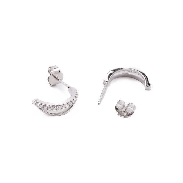 Boucles d'oreilles - LUXENTER - Makon - Argent rhodié - Zircone cubique - Longueur 14 mm