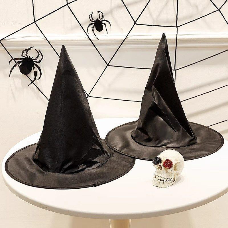 10/1Pcs Halloween Witch Hat Halloween Ball Party Wizard Hat Hanging Caps Decoration Cosplay Costume Accessory Black and White