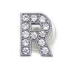 Charms Scarpe Diamante Strass Scintillante Lettera Argento Cristallo Alfabeto Decorazioni Scarpe Gioielli Slider Braccialetto Braccialetti