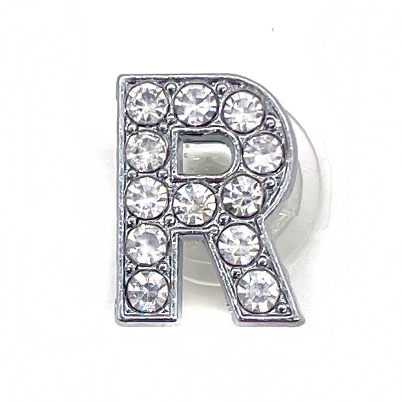 Charms Scarpe Diamante Strass Scintillante Lettera Argento Cristallo Alfabeto Decorazioni Scarpe Gioielli Slider Braccialetto Braccialetti