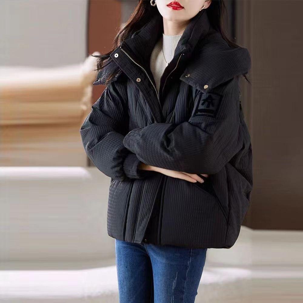 Coat for Women Fleece Thickened Plush Autumn Winter Hat Waterproof Casual Down Jacket