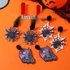 Cartoon Spider Web Halloween Earrings: Fun, Spooky Acrylic Prank Earrings for Women
