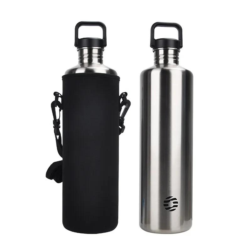 Fjbottle Stainless Steel Water Bottle 2L Outdoor Travel Cycling Sports Water Bottle Large Capacity Leakproof Bottle with Bag