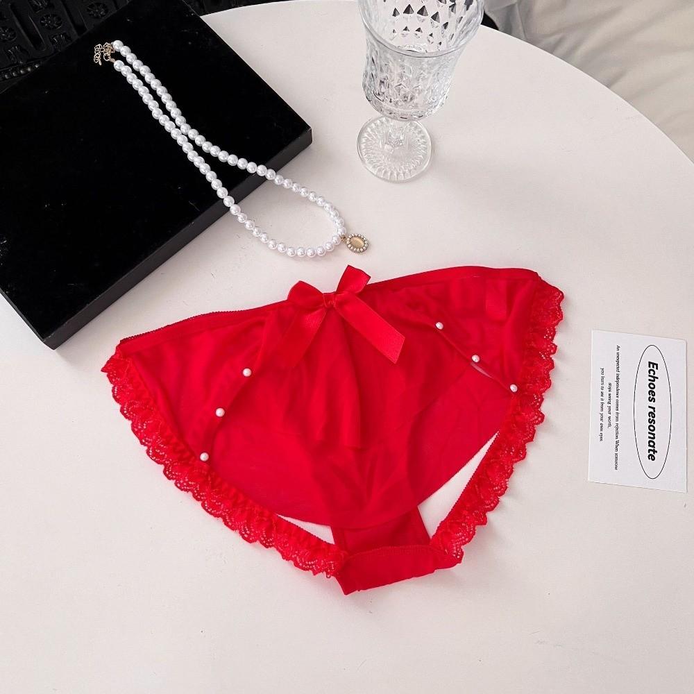 Low Waist Sheer Bow Lace Thong Underpants Lace T Panties Lace Underwear Romantic Night