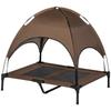 Elevated Dog Bed with Canopy, Pet Bed, Dog Lounger Outdoor with Roof, Breathable, Taffeta Fabric for Camping Coffee 92 X 76 X 90 Cm