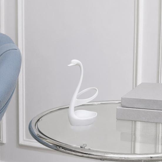 3D Printed Swan Toothbrush Holder, Bathroom Organizer with Hollow Water-Draining Design, Black White Dual Color, Widened Stable Base, One-Piece