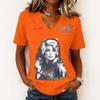 Women's Casual Letter Print V-Neck Short Sleeve Pullover Top