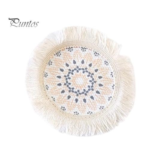 Descanso de Panela Antiderrapante para Cozinha, Jogo Americano Tecido de Algodão Estilo Boho, Jogo Americano de Mesa com Franjas de Borla para Pratos de Jantar, Jogo Americano Lavável a Quente, Suporte de Panela Resistente para Pratos Quentes,