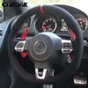 CARDAK Coprivolante per Auto in Morbida Pelle Cucita a Mano, Nero Scamosciato, per Volkswagen Golf 6 GTI MK6 / Scirocco R