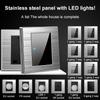Universeller Wandlichtschalter Gebürstetes Edelstahlpanel UK Typ-c 18W Schnellladebuchse 220V Doppel-USB-Steckdose