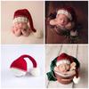 Handmade Knitted Newborn Christmas Hat for Photo Shoots and Full Moon Props