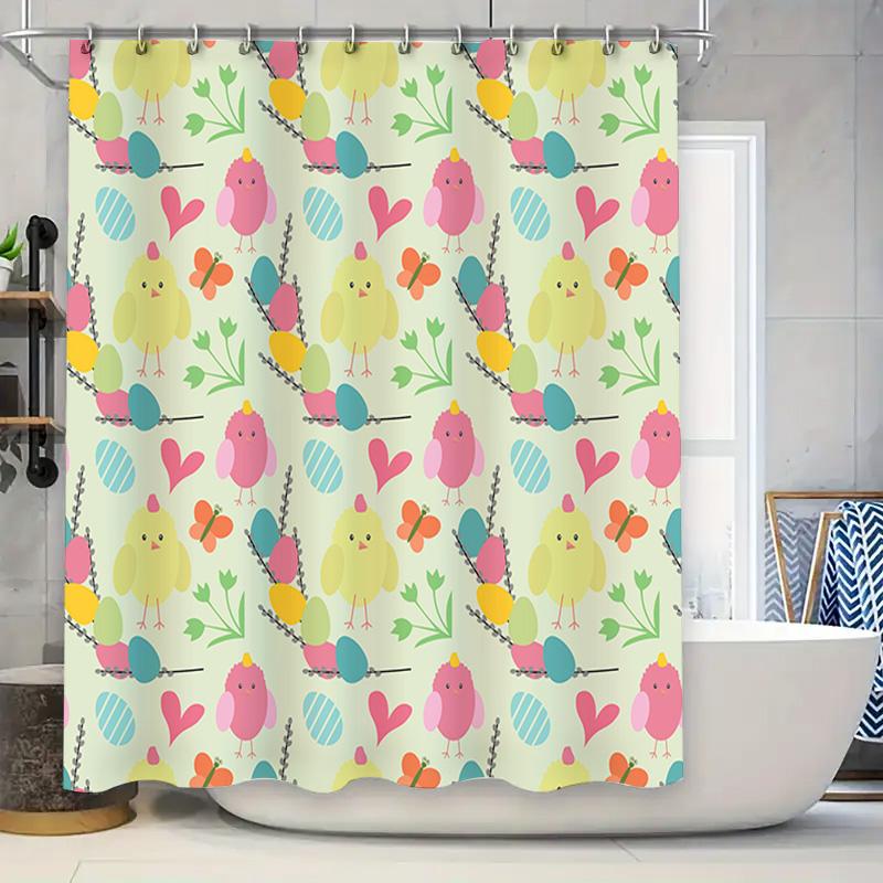 

Vibrant Birds Easter Eggs Shower Curtain Springtime Decorations For Your Bathroom Available In Multiple Sizes! W60H190(CM)-1 Pcs
